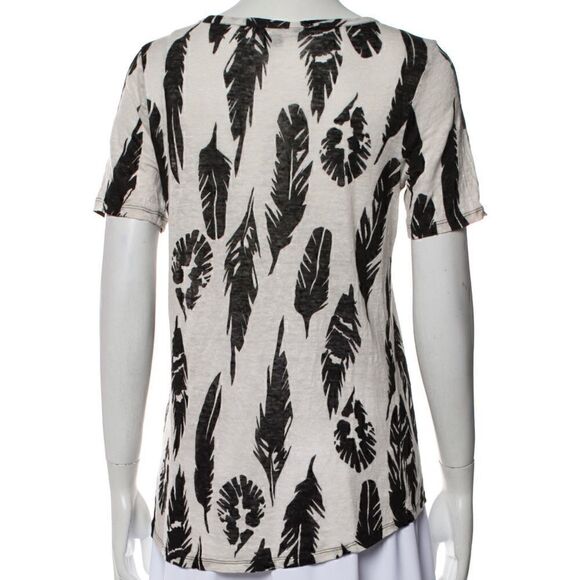 Vince Linen Plume Leaf Print Scoop Neck Tee - Picture 4 of 4